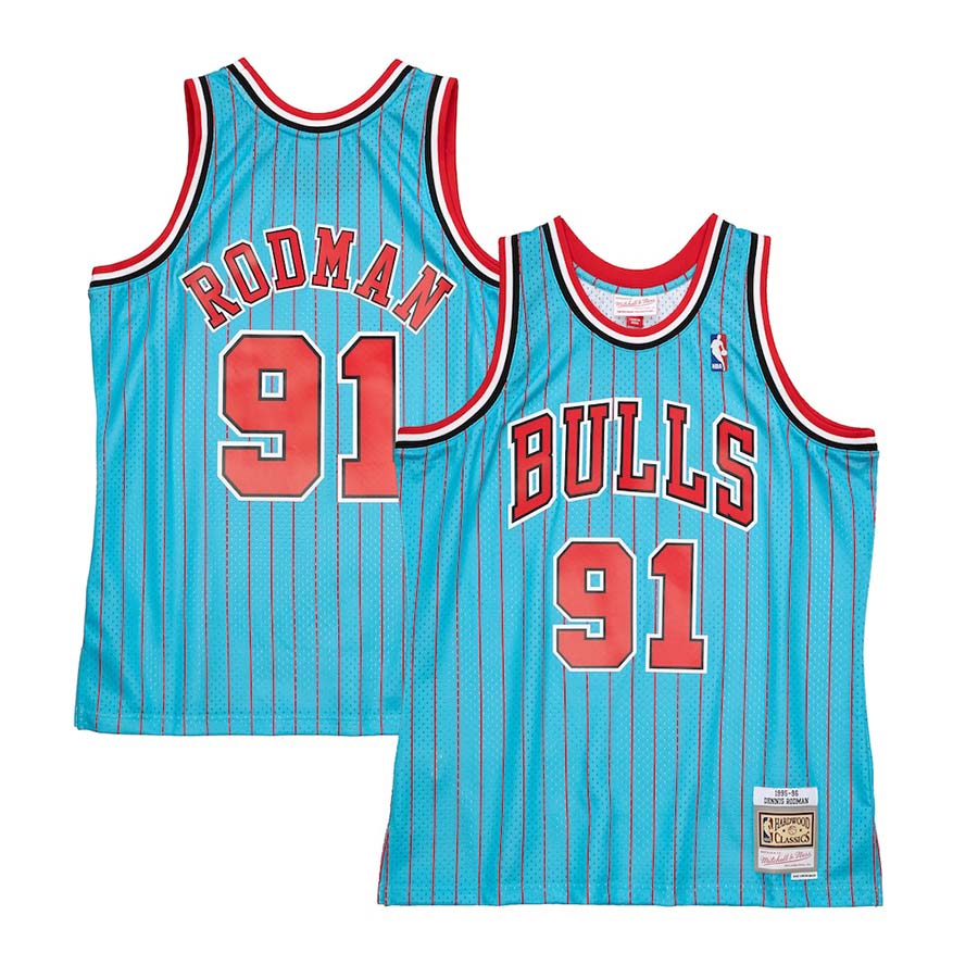 Chicago Bulls Dennis Rodman Mitchell & Ness 1995-96 Hardwood Classics  Reload Swingman Blue Jersey