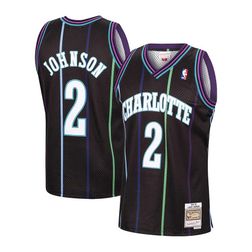 Charlotte Hornets Larry Johnson Mitchell & Ness 1992-93 Hardwood Classics Reload Swingman Black Jersey