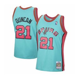 San Antonio Spurs Tim Duncan Mitchell & Ness 1998-99 Hardwood Classics Reload Swingman Teal Jersey