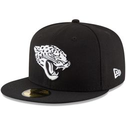 Jacksonville Jaguars White on Black Basic New Era 59FIFTY Fitted Hat