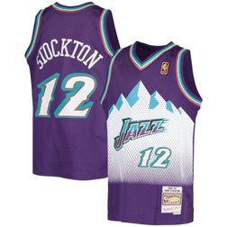 Youth Utah Jazz John Stockton Mitchell & Ness 1996-97 Hardwood Classics Swingman Purple Jersey