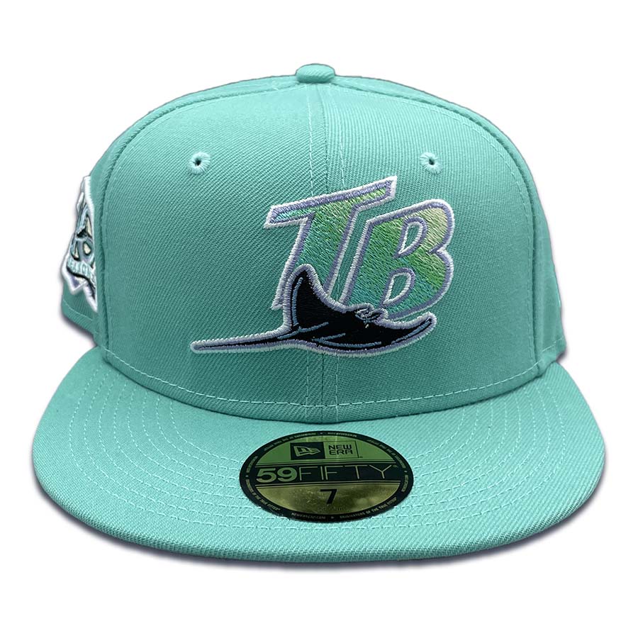 Tampa Bay Rays Mint Green 10 Seasons Side Patch Yellow UV New Era 59FIFTY Fitted  Hat