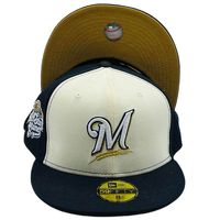 Milwaukee Brewers Navy Barley and Hopps Color Brim All Star Game Side Patch Brown UV 59FIFTY Fitted Hat