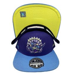 Toronto Raptors Blue 15 Year Side Patch Yellow UV NBA Mitchell & Ness Fitted Hat