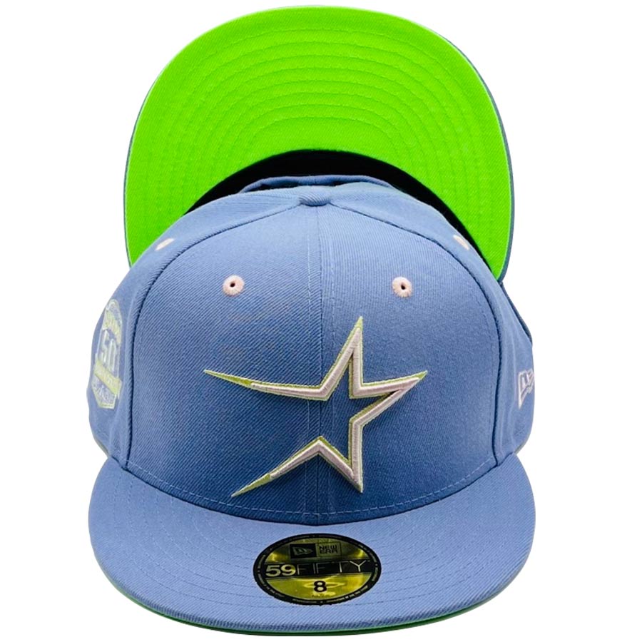 Men's New Era Light blue/navy Houston Astros Green Undervisor 59FIFTY Fitted Hat