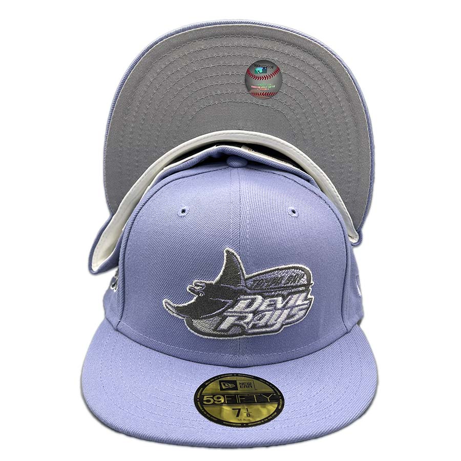 Tampa Bay Devil Rays Lavender Purple 1998 Inaugural Season Side Patch Gray  UV 59FIFTY Fitted Hat