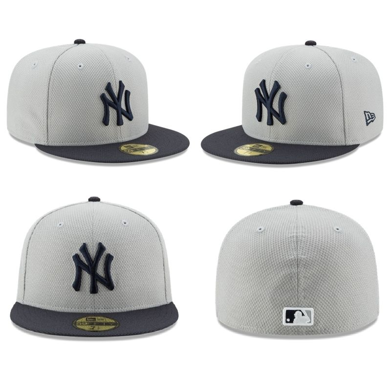 New Era Flat Brim 59FIFTY Farm Team New York Yankees MLB Grey and Navy Blue  Fitted Cap