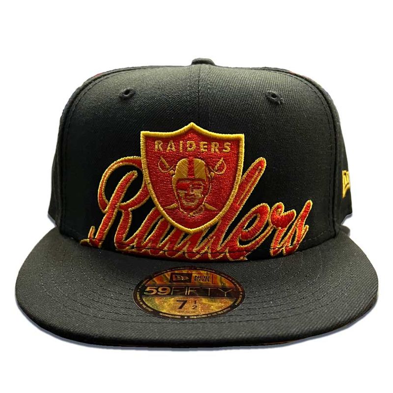 Las Vegas Raiders Black Logo Script Combo Orange UV 59FIFTY