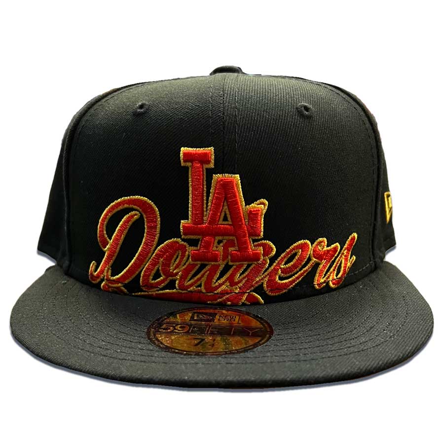 Los Angeles Dodgers Black Logo Script Combo Orange UV 59FIFTY Fitted Hat