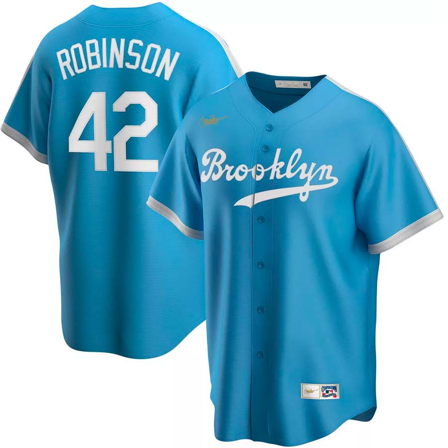 Jackie Robinson #42 Brooklyn Dodgers Light Blue Baseball Jersey Printed  Fanmade