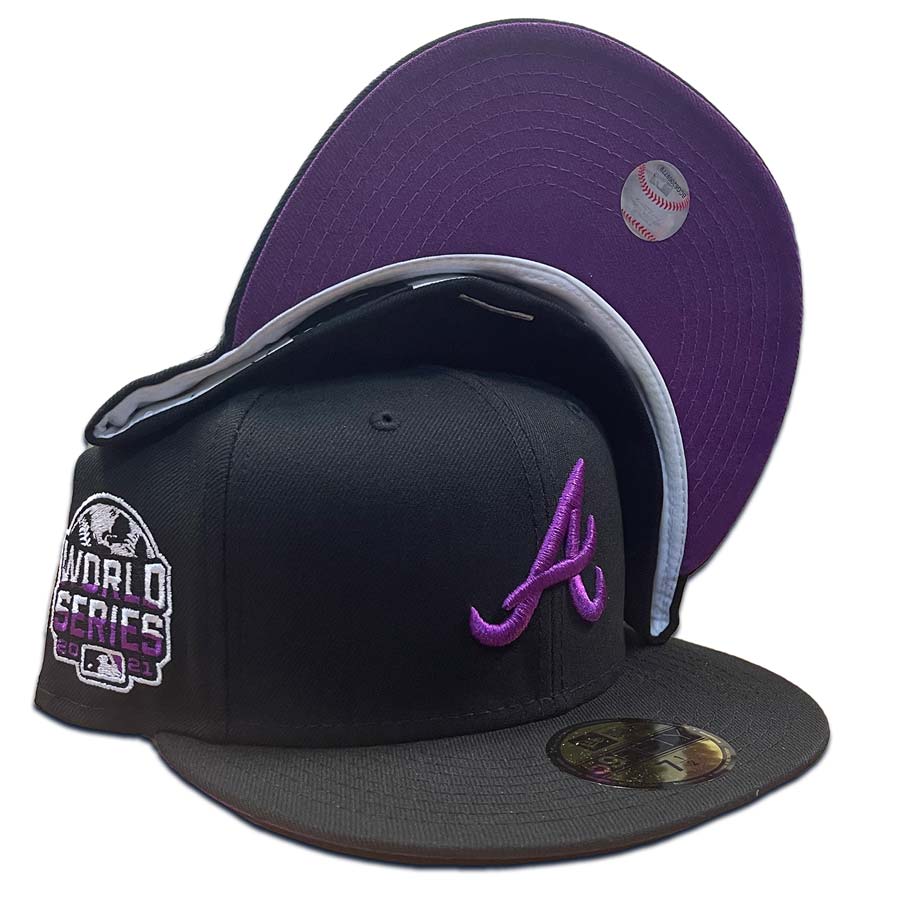 Atlanta Braves Black 2021 World Series Purple UV 59FIFTY Fitted Hat