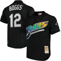 Tampa Ray Devil Rays Wade Boggs Mitchell & Ness 1991 Black Cooperstown Mesh Pullover Jersey