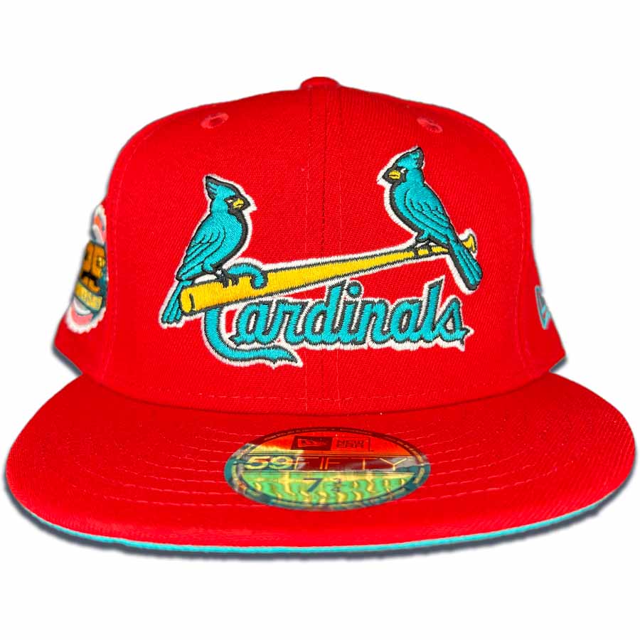 Teal St. Louis Cardinals Black Visor Pink Bottom 125th Anniversary Side Patch New Era 59FIFTY Fitted 71/8