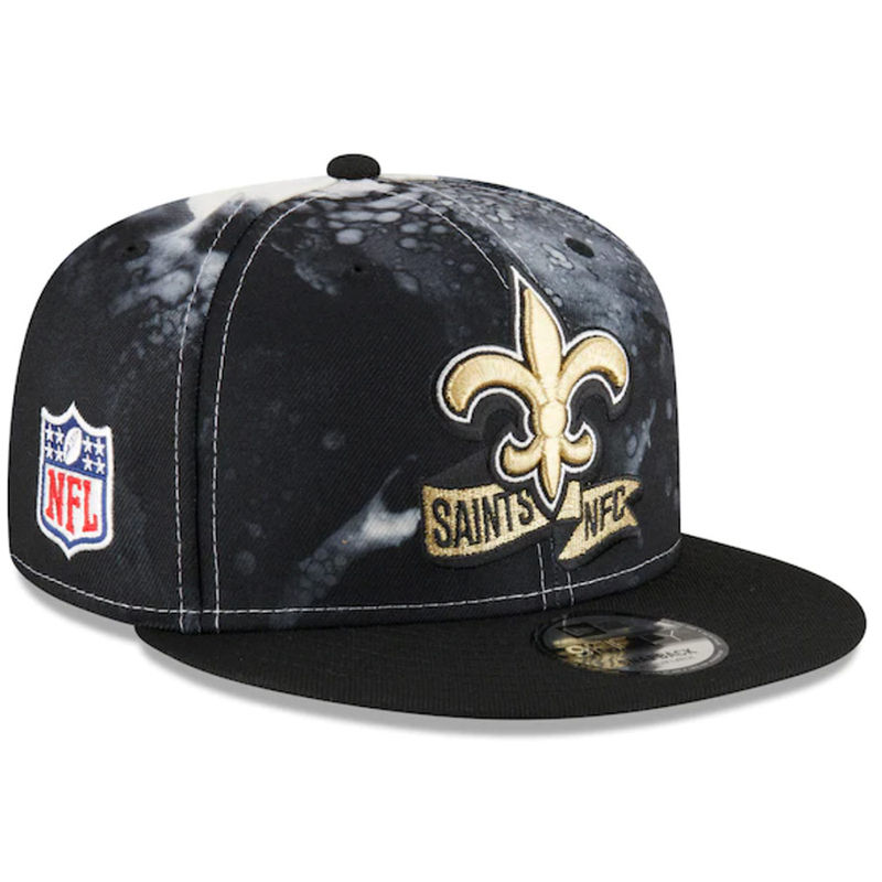 New Orleans Saints New Era Black 2022 Sideline 9FIFTY Ink Dye Snapback Hat