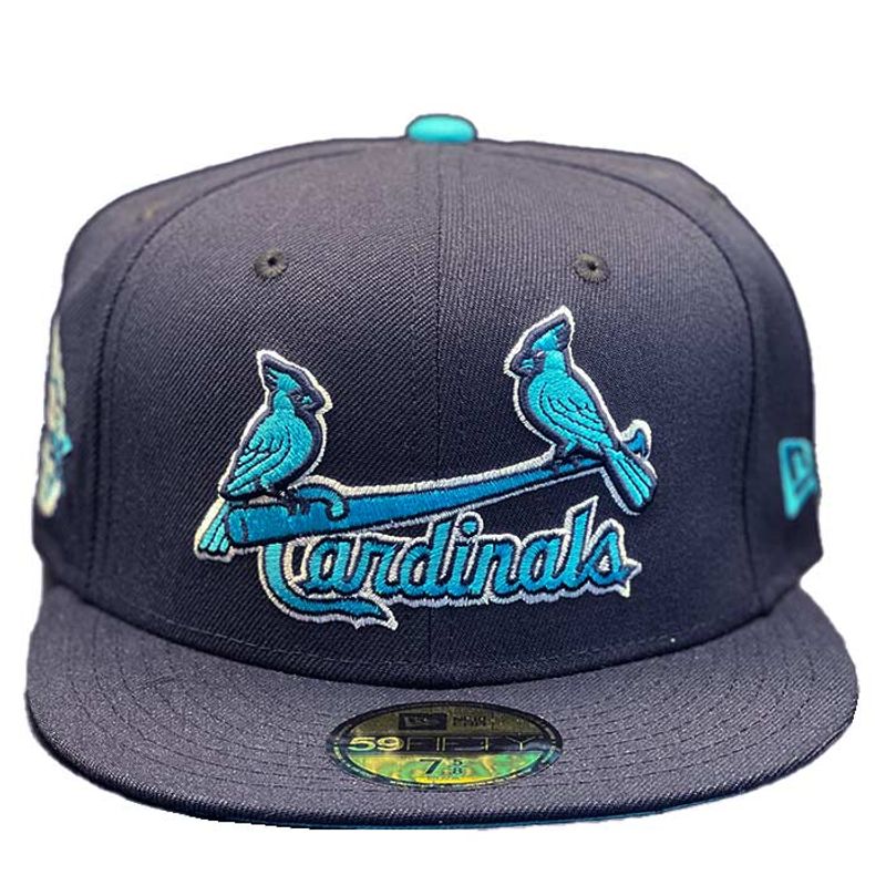 St Louis Cardinals Navy Two Bird Logo 125th Anniversary Patch Vice Blue UV  59FIFTY Fitted Hat