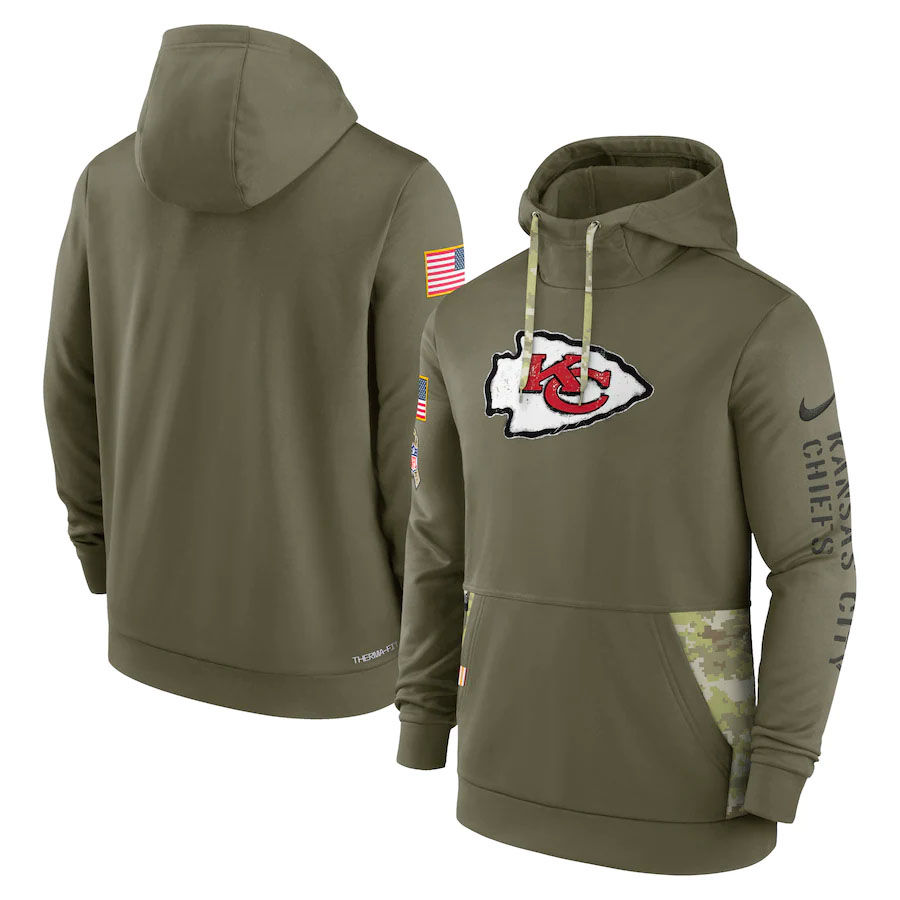 Kansas City Chiefs 2022 Salute To Service Nike Olive Green Therma  Performance Pullover Hoodie