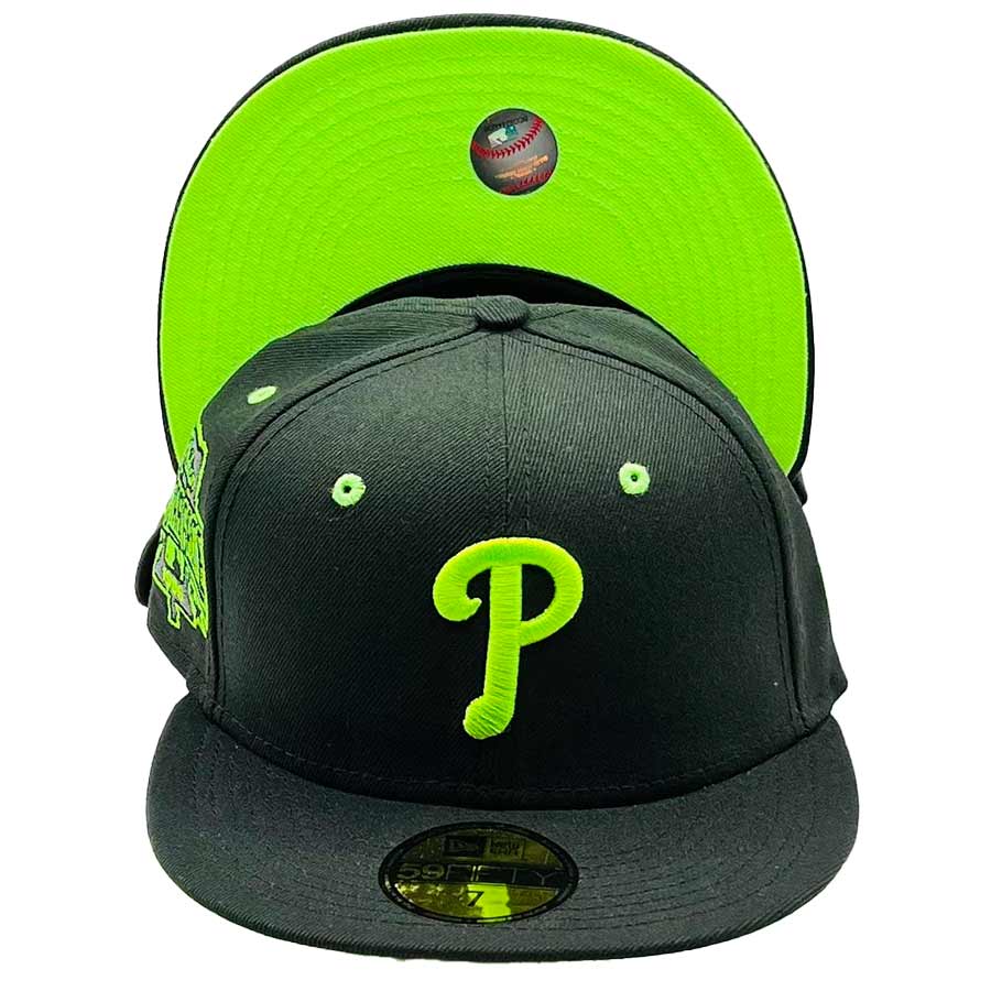 Philadelphia Phillies New Era Custom 59FIFTY Black UV Logos Patch Fitted Hat, 7 1/4 / Black