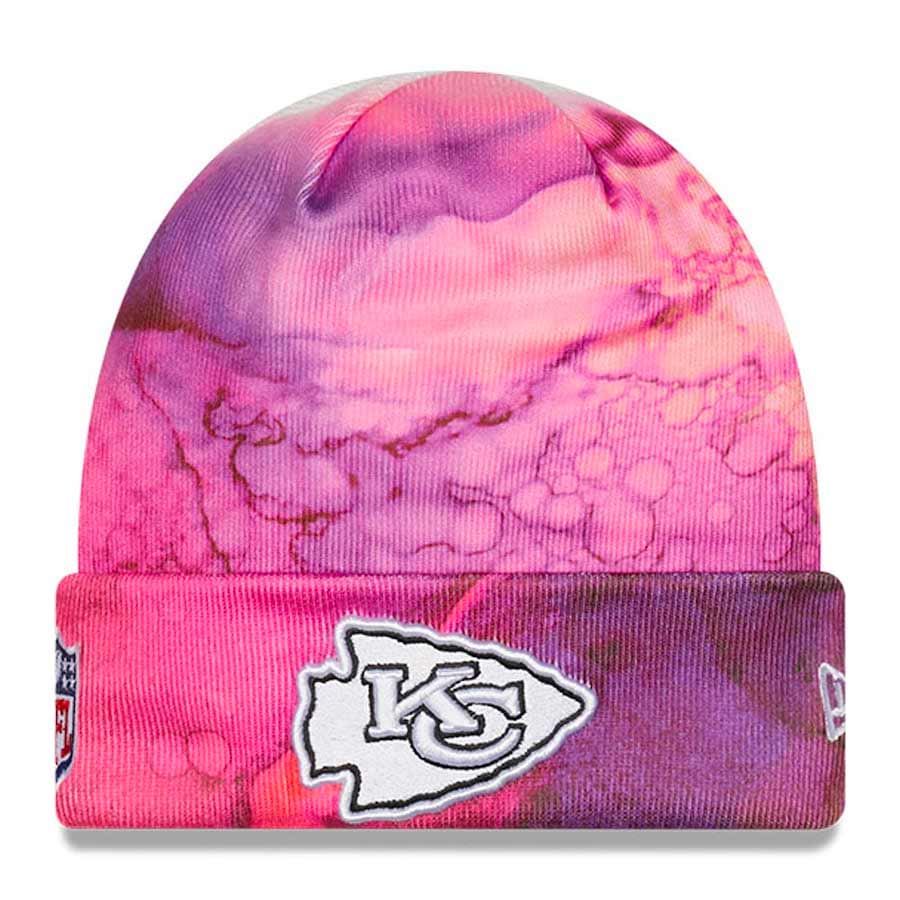 Kansas City Chiefs Pink Tie Dye 2022 NFL Cuffed Crucial Catch Knit Beanie  Hat