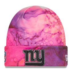 New York Giants Pink Tie Dye 2022 NFL Cuffed Crucial Catch Knit Beanie Hat