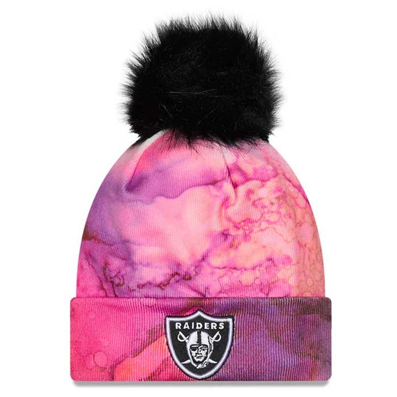 Women's Las Vegas Raiders New Era Pink Tie Dye 2022 NFL Crucial Catch Pom  Knit Hat