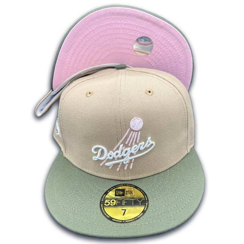 Los Angeles Dodgers New Era 59Fifty 60th Anniv Camel Fitted Hat Cap Pink UV