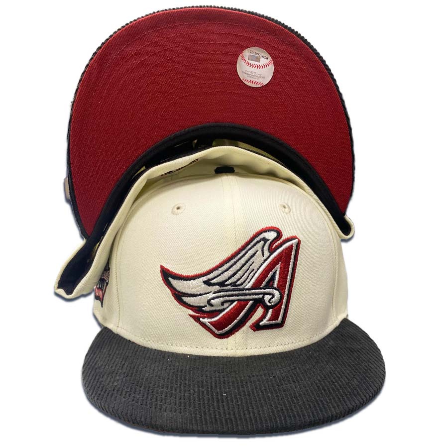 NEW ERA 59FIFTY MLB ANAHEIM ANGELS ANAHEIM LOGO TWO TONE / SCARLET UV  FITTED TRUCKER CAP