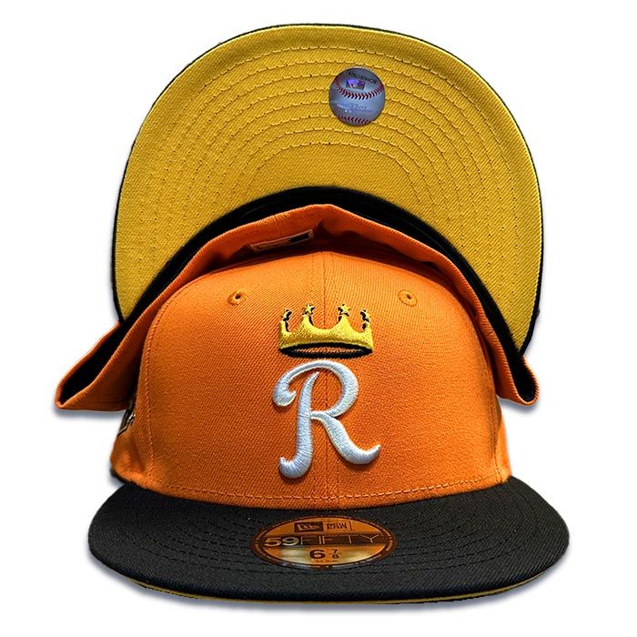 Kansas City Royals Orange Two Tone Cinema Pack 50th Anniversary Patch  Yellow UV 59FIFTY Fitted Hat