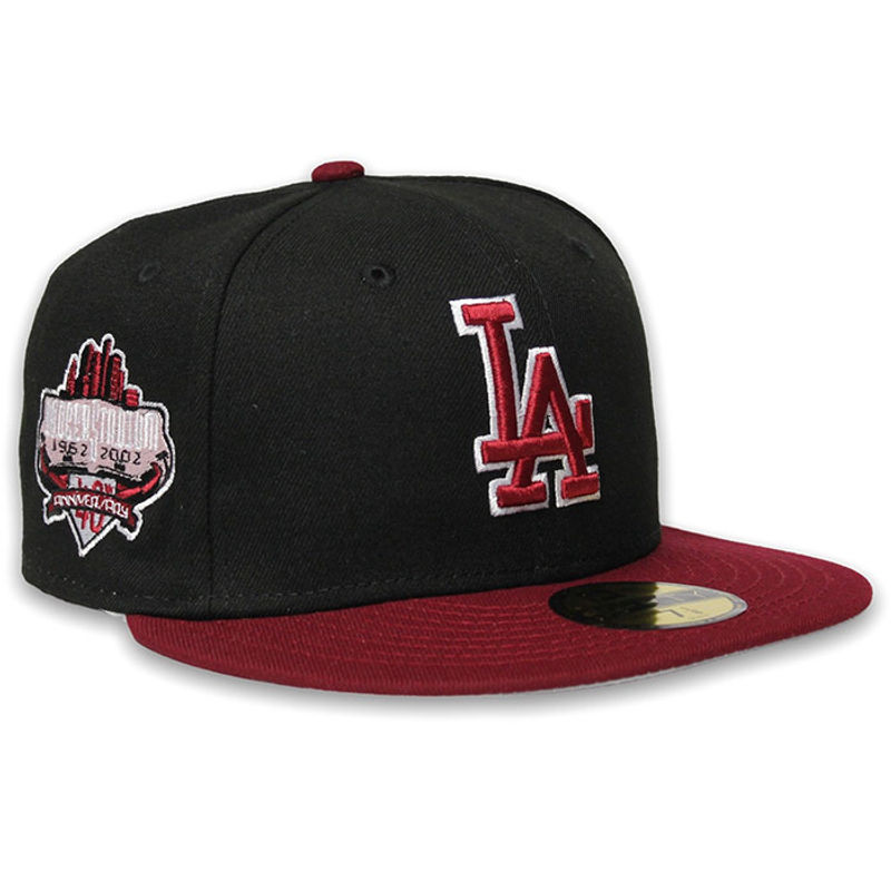 Los Angeles Dodgers Black Cardinal Red Two Tone 40th Anniversary Patch Gray  UV 59FIFTY Fitted Hat