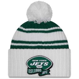 New York Jets New Era 2022 NFL Sideline Sport Pom Cuffed Knit Beanie Hat
