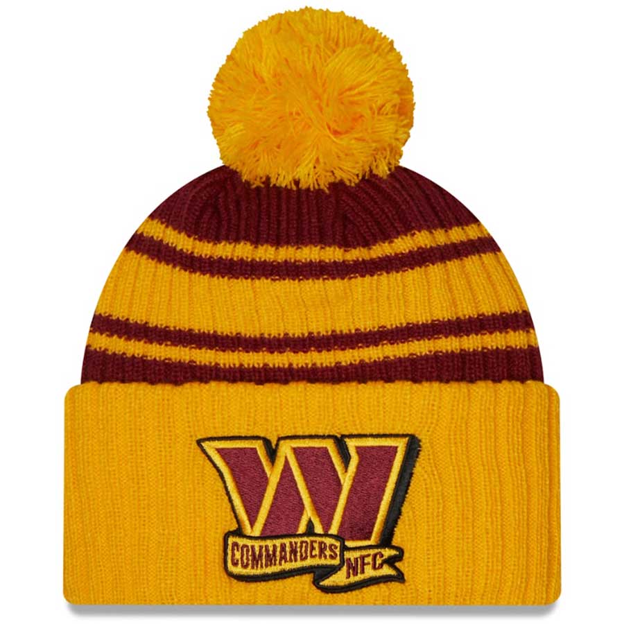 Washington Commanders New Era 2022 NFL Sideline Sport Pom Cuffed Knit ...