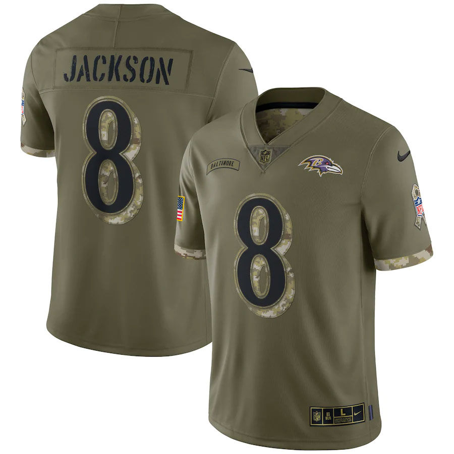 Baltimore Baltimore Ravens No8 Lamar Jackson Nike 2018 Salute to Service Retro USA Flag Limited Jersey