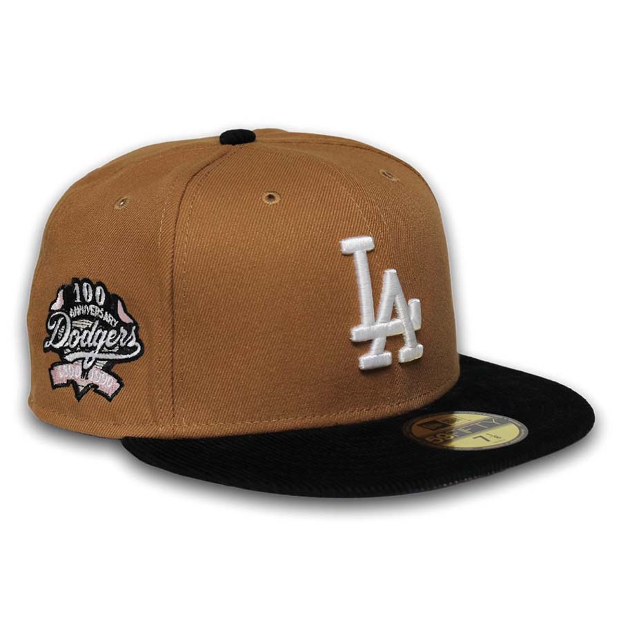 Dodgers Fitted New Era 59Fifty 50th Ann. Chrome Black Corduroy Cap Hat Red  UV