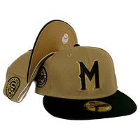 Milwaukee Brewers Khaki Two Tone 50th Anniversary Patch Metallic Gold UV 59FIFTY Fitted Hat