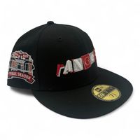 New Era 59Fifty Fitted Hat - Texas Rangers Black On Black MLB Cap (Size 7 1/2)