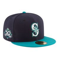 New Era 59Fifty Fitted Hat - Seattle Mariners Black On Black, Size 7 3/8 - View #6