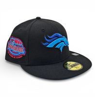 Denver Broncos Black Leon in the Lab 25th Anniversary Patch Cardinal Blue UV New Era 59FIFTY Fitted Hat