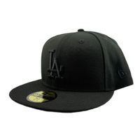 Los Angeles Dodgers Black on Black with LA Batterman Black UV New Era 59FIFTY Fitted Hat