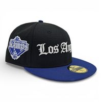 Los Angeles Dodgers Black Royal 2T Leon in the Lab Back to Back Champs Patch Grey UV New Era 59FIFTY Fitted Hat