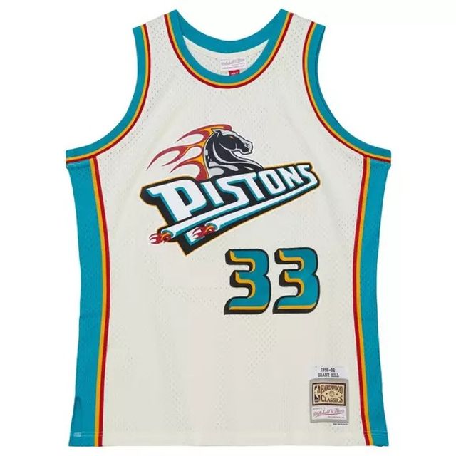 Detroit Pistons Grant Hill Cream Mitchell & Ness 1998-1999