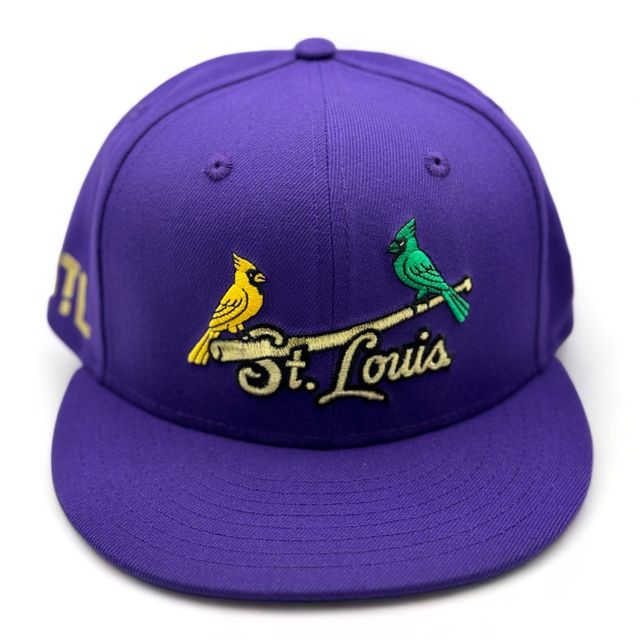 St. Louis Cardinals Purple Mardi Gras STL Patch Green UV New Era