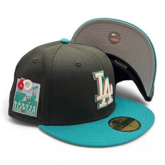 Los Angeles Dodgers Black and Teal 60th Anniversary Patch Gray UV