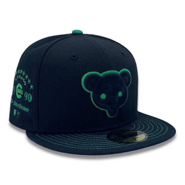 Chicago Cubs All Black with Green 1990 All Star Game Patch Gray UV