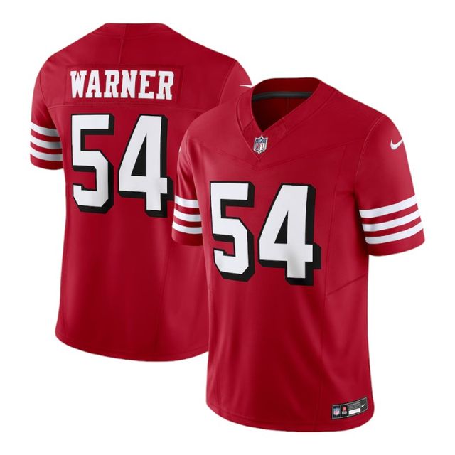 San Francisco 49ers Fred Warner Scarlet Red Block Numbers Nike