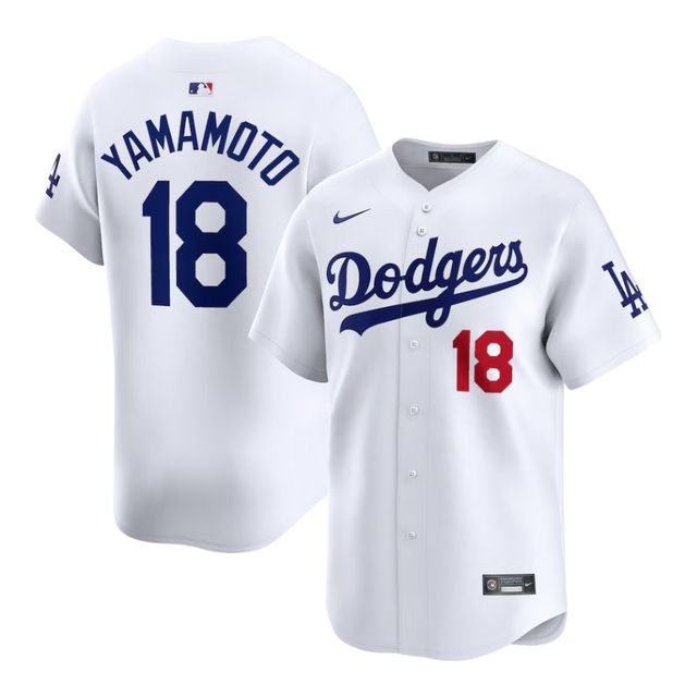 Nike Dodgers ユニフォーム YAMAMOTO Los Angeles Dodgers Yoshinobu Yamamoto White Home Nike Limited