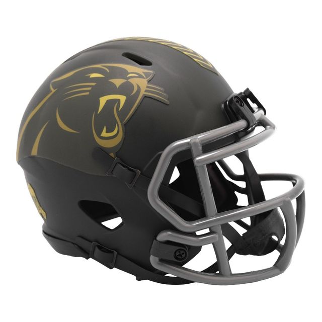 black panthers football helmet Carolina Riddell Speed Mini completely new look to complement alternate uniforms the teams will be wearing Carolina Panthers 2025 Salute To