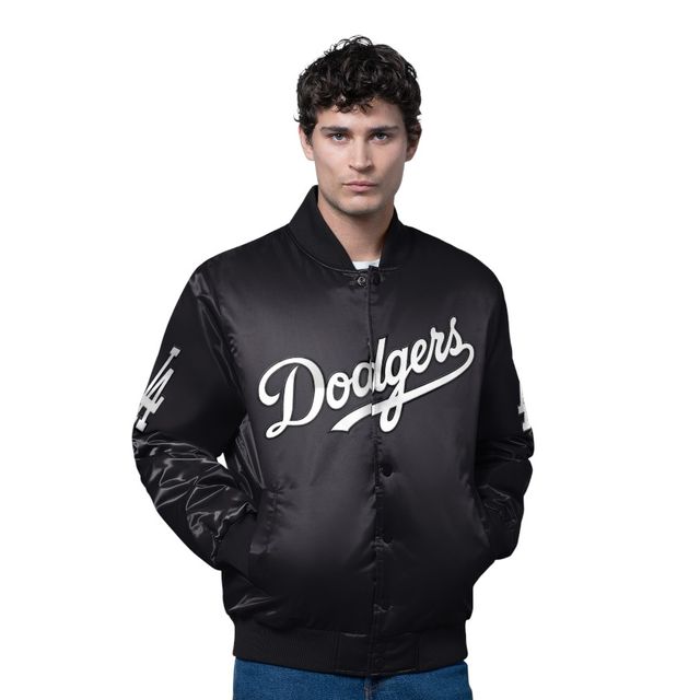Los Angeles Dodgers Black Script G-III Starter Full Snap Satin Jacket