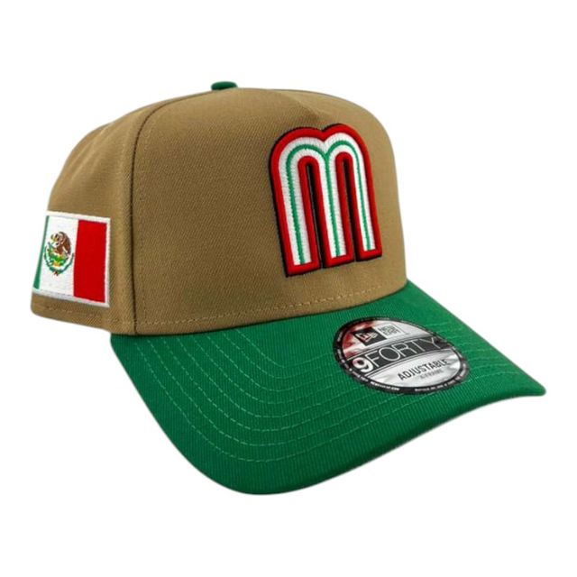 Mexico Khaki and Green Mexico Flag Patch New Era A-Frame 9FORTY
