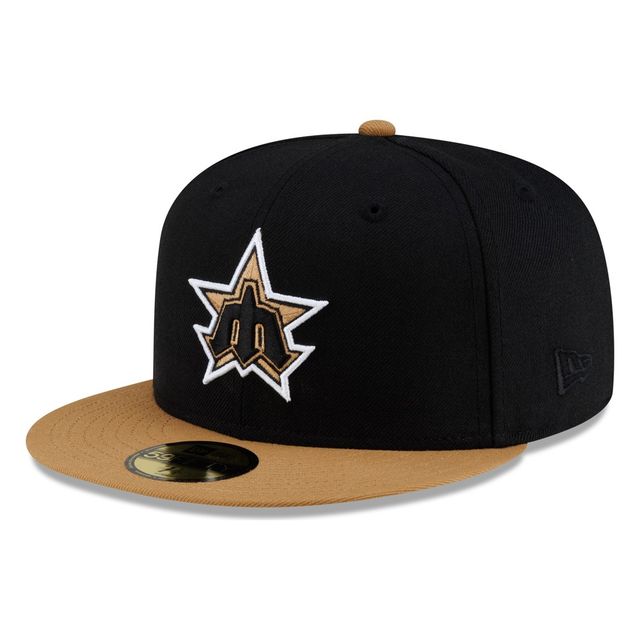 Seattle Mariners Black Brown Visor Star Trident Throwback New Era