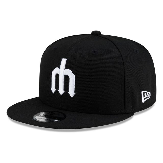 Seattle Mariners Black White Cooperstown Trident New Era 9FIFTY