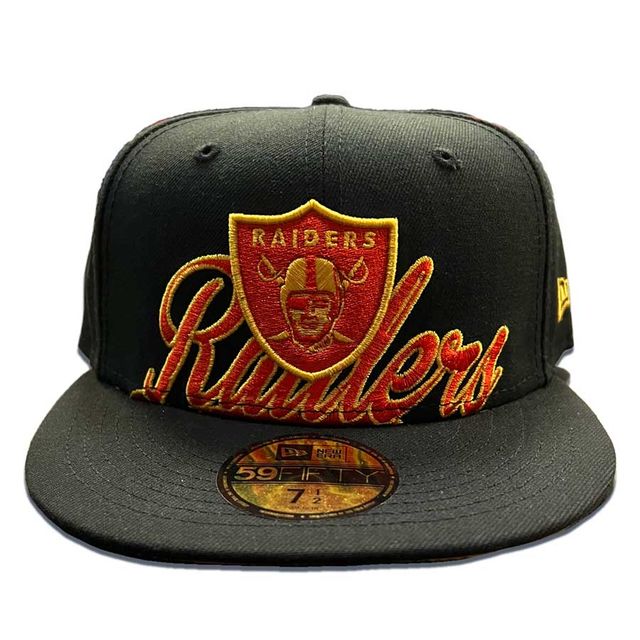 Las Vegas Raiders Black Logo Script Combo Orange UV 59FIFTY Fitted